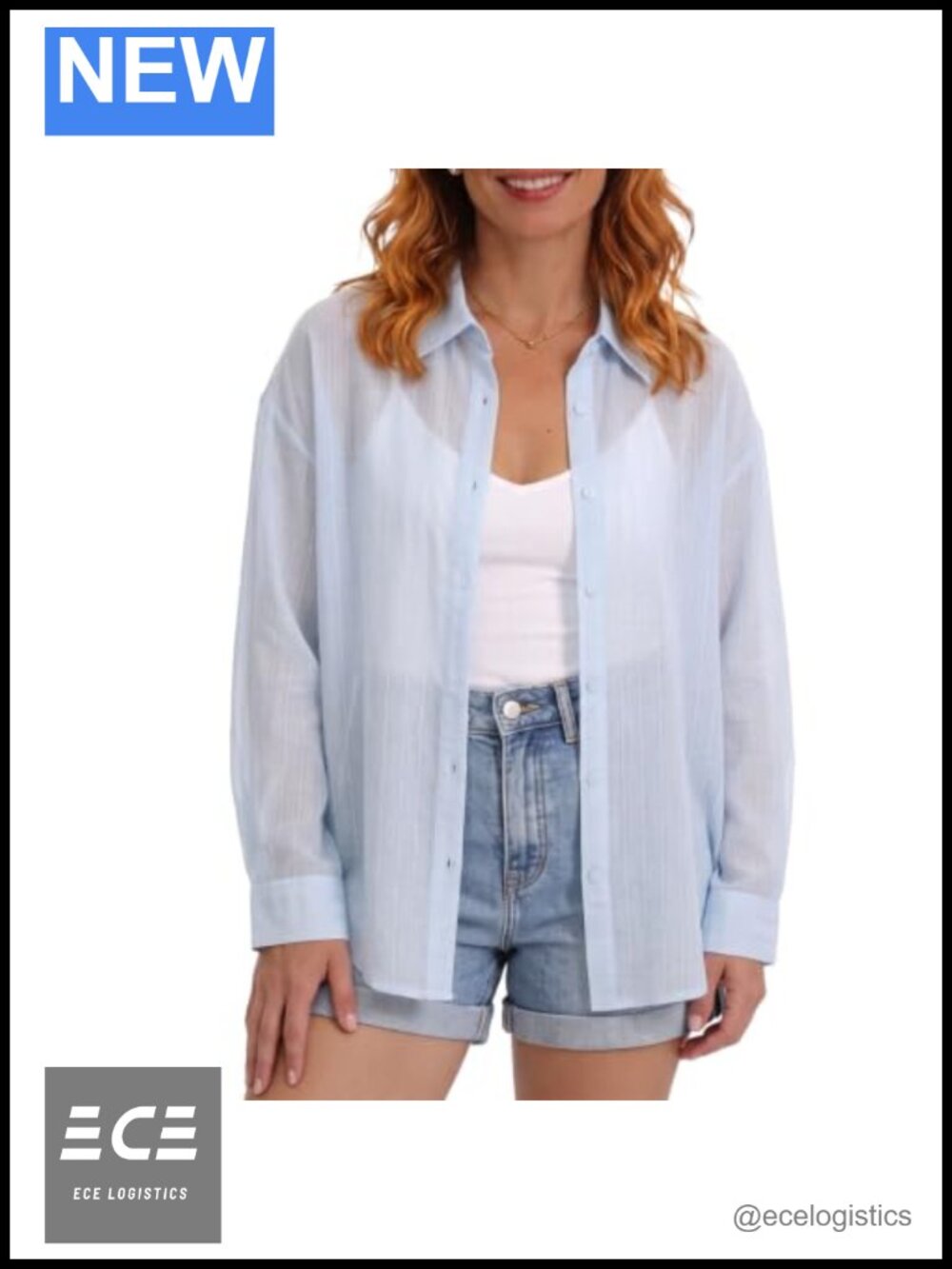 Sheer Button Down Shirt Long Sleeve Oversized Top